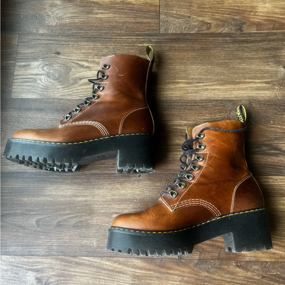 Dr. Martens Brown Leather Platform Boots - Picture 8 of 12